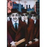 Graham Knuttel - THE BUILDERS - Coloured Print - 7 x 5 inches - Unsigned