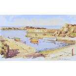 Samuel McLarnon, UWS - DUNSEVERICK HARBOUR - Coloured Print - 18 x 11 inches - Signed