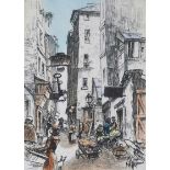 Eugene Veoler - FRENCH STREET - Coloured Print - 7 x 5 inches - Unsigned