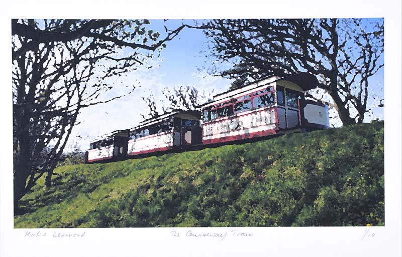 Katie Desmond - THE CAUSEWAY TRAIN - Limited Edition Coloured Lithograph (1/10) - 6 x 11 inches -