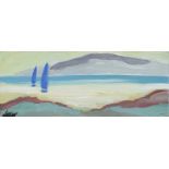 Markey Robinson - COMING ASHORE - Gouache on Board - 5 x 13 inches - Signed