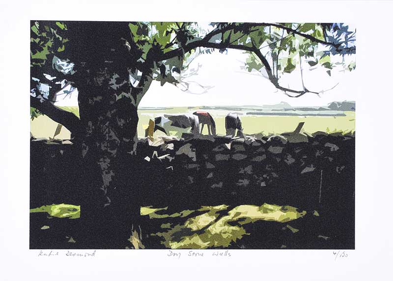 Katie Desmond - DRY STONE WALLS - Limited Edition Coloured Lithograph (4/150) - 6 x 9 inches -