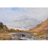 Wycliffe Egginton, RI RCA - DERWENTWATER & FALCON CRAG - Watercolour Drawing - 14 x 21 inches -