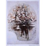 J.B. Vallely - THE CATTLE MARKET - Limited Edition Print (143/150) - 19 x 13.5 inches - Signed
