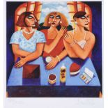 Graham Knuttel - THREE LADIES - Limited Edition Coloured Print (164/200) - 10.5 x 10.5 inches -