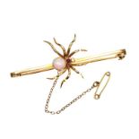 15CT GOLD RUBY AND OPAL SPIDER BROOCH