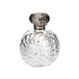 LARGE STERLING SILVER TOPPED SCENT DECANTER