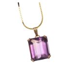 14CT GOLD AMETHYST PENDANT AND CHAIN