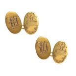 ANTIQUE 9CT GOLD ENGRAVED CUFFLINKS