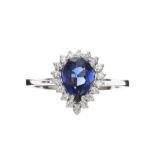 18CT WHITE GOLD SAPPHIRE AND DIAMOND RING