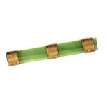 15CT GOLD JADE BAR BROOCH