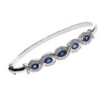 18CT WHITE GOLD DIAMOND AND SAPPHIRE BRACELET