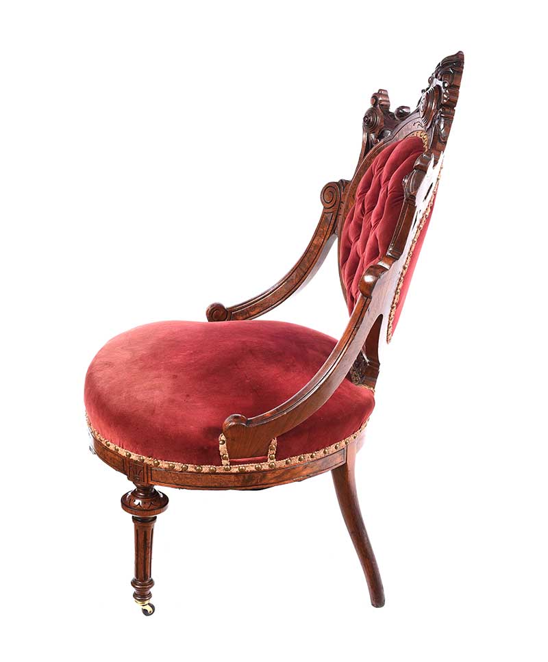 VICTORIAN WALNUT LOW CHAIR - Image 6 of 7