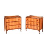 PAIR OF WALNUT THREE DRAWER CHESTS