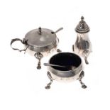 THREE PIECE SILVER CONDIMENT SET