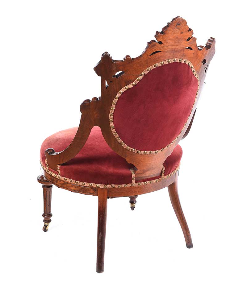 VICTORIAN WALNUT LOW CHAIR - Image 7 of 7