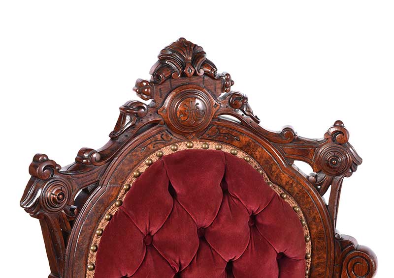 VICTORIAN WALNUT LOW CHAIR - Image 3 of 7