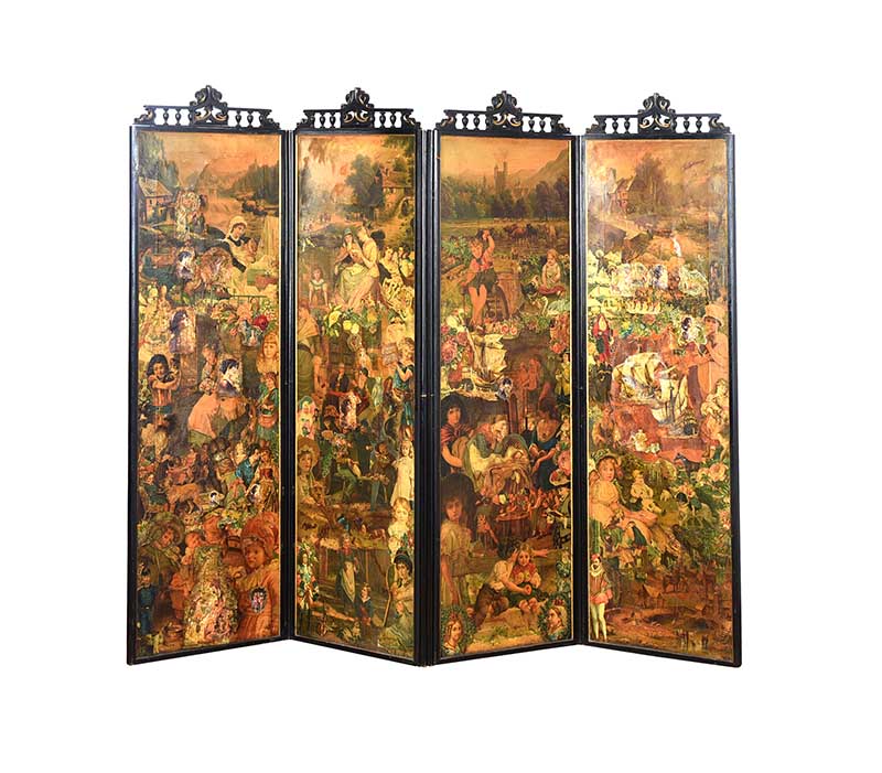 VICTORIAN FOUR FOLD SCREEN