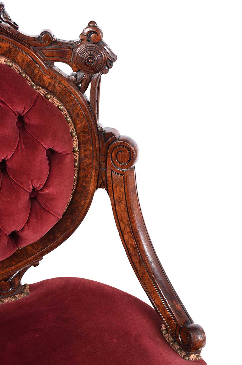 VICTORIAN WALNUT LOW CHAIR - Image 2 of 7