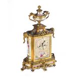 GILT ENAMEL MARBLE CLOCK