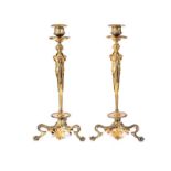 PAIR OF GILT BRONZE CANDLESTICKS