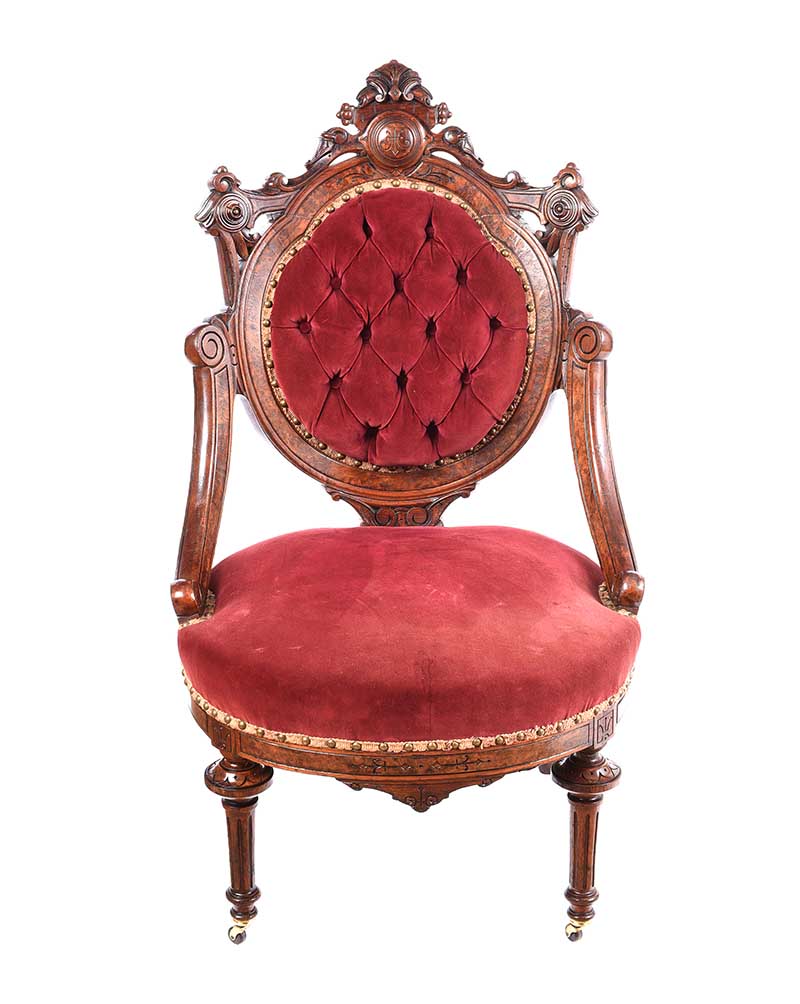 VICTORIAN WALNUT LOW CHAIR - Image 5 of 7