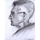 Con Campbell - SAMUEL BECKETT - Charcoal on Paper - 11 x 8.5 inches - Signed
