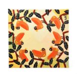 Graham Knuttel - BIRDS OF PASSION - Dickson Woolen Textile - 70 x 70 inches - Signed