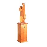 Wevner Groll - WHAT IS THIS - Carved Pine Sculpture on a Pedestal - 40 x 13 inches - Unsigned