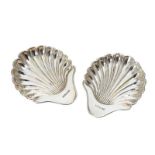 PAIR STERLING SILVER DISHES DESIGNED AS SHELLS