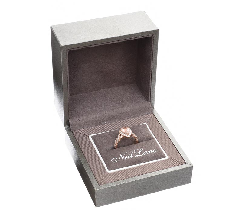 NEIL LANE FOR ERNEST JONES 14CT ROSE GOLD MORGANITE AND DIAMOND RING WITH BOX - Image 4 of 4