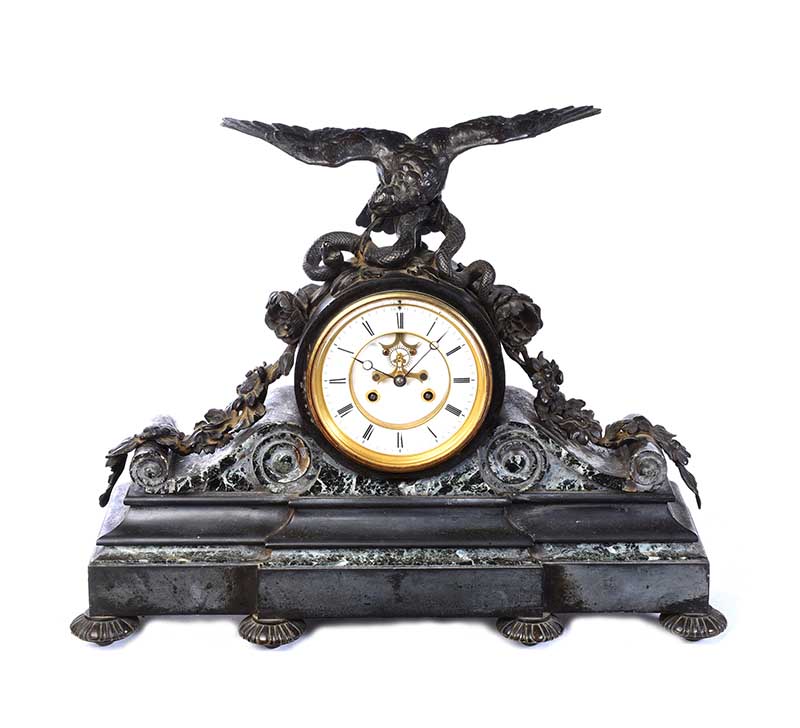 VICTORIAN SLATE & MARBLE MANTEL CLOCK - Image 5 of 6