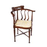 EDWARDIAN MAHOGANY CORNER CHAIR