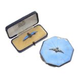 R.A.F. SILVER & ENAMEL BROOCH & R.A.F. SILVER & ENAMEL COMPACT