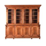 VICTORIAN MAHOGANY FOUR DOOR LIBRARY BOOKCASE