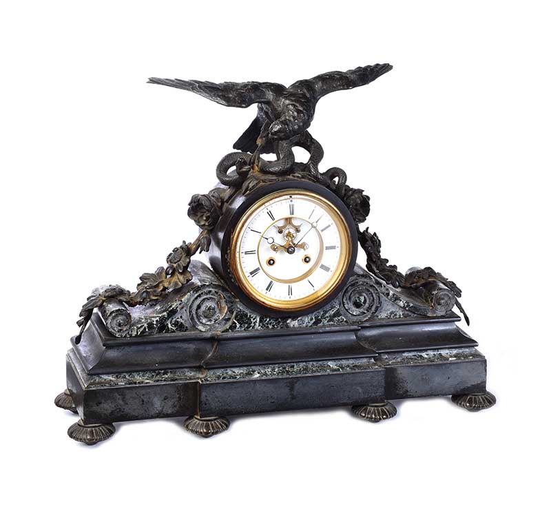 VICTORIAN SLATE & MARBLE MANTEL CLOCK