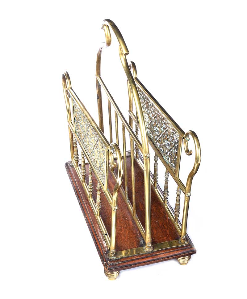 VICTORIAN BRASS MAGAZINE RACK - Image 3 of 3