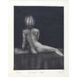 Red - CLASSIC POSE - Limited Edition Black & White Lithograph (5/20) - 6 x 4 inches - Signed