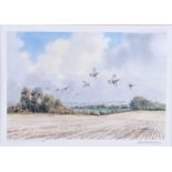 Robert W. Milliken - GROUSE OVER THE PLOUGHED FIELD - Limited Edition Coloured Print (188/200) - 7 x