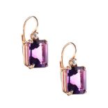 18CT ROSE GOLD AMETHYST AND DIAMOND EARRINGS