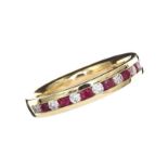 9CT GOLD RUBY AND DIAMOND BAND