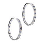 9CT WHITE GOLD DIAMOND AND SAPPHIRE EARRINGS