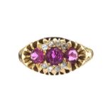 ANTIQUE 18CT GOLD RUBY AND DIAMOND DRESS RING