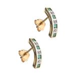 9CT GOLD EMERALD AND DIAMOND EARRINGS