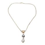 18CT GOLD SOUTH SEA PEARL AND DIAMOND NECKLACE