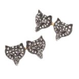 SILVER AND HIGH CARAT GOLD RUBY AND DIAMOND FOX CUFFLINKS