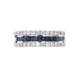 9CT WHITE GOLD SAPPHIRE AND DIAMOND RING