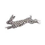 SILVER AND HIGH CARAT GOLD RUBY AND DIAMOND HARE BROOCH