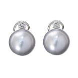 18CT WHITE GOLD SOUTH SEA PEARL AND DIAMOND EARRINGS