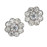 18CT WHITE GOLD FLORAL DIAMOND EARRINGS